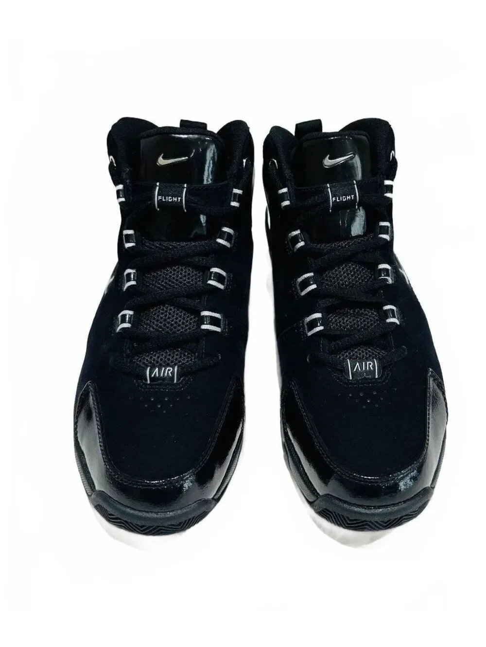 Nike Air Flight Hops Black Patent Suede Sneakers 309266-001 Men's Size 8.5